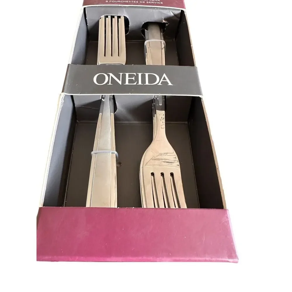 NEW Oneida Peninsula-Castle-Jordan-Laura (Stainless) 8 Dinner Forks Frosted